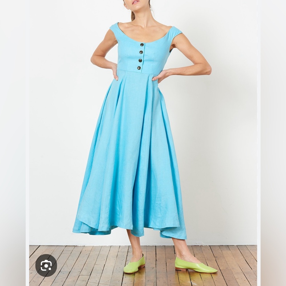 Mara Hoffman Greta Dress Sky Blue Linen Size 6